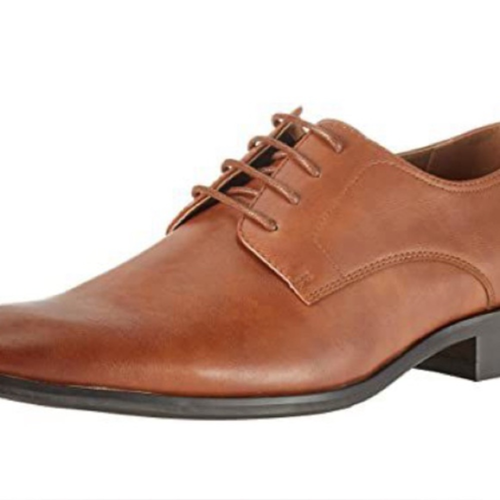 Amazon Essentials Men's Derby Shoe, Black Dark Caramel Faux Leather, 7 NWT